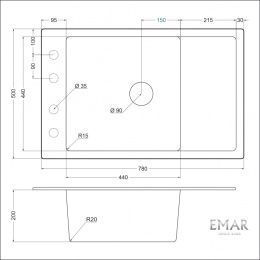 Мойка для кухни Emar EMQ-1780.Q алмаз