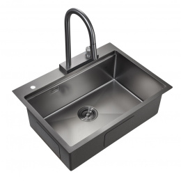Комплект мойка и смеситель для кухни Milacio Denia 68 Steel (MC.77419) сталь воронёная