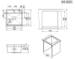Мойка для кухни Granula KS-5051 сталь матовая