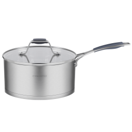 Ковш MAUNFELD MADISON MF18MS01SP из нержавеющей стали со стеклянной крышкой, 16 см, 1,8 л.