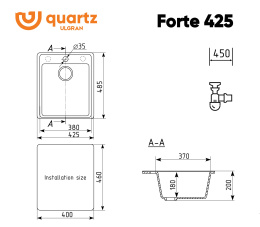 Мойка для кухни Ulgran Quartz Forte 425 бетон