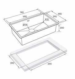Мойка для кухни Paulmark Valde PM217444-BG, брашированное золото, PVD