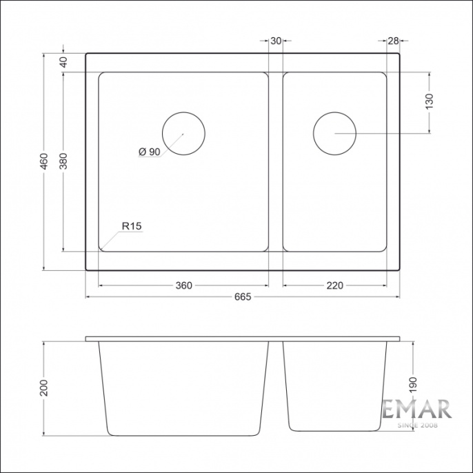 Мойка для кухни Emar EMQ-2665.PL алмаз