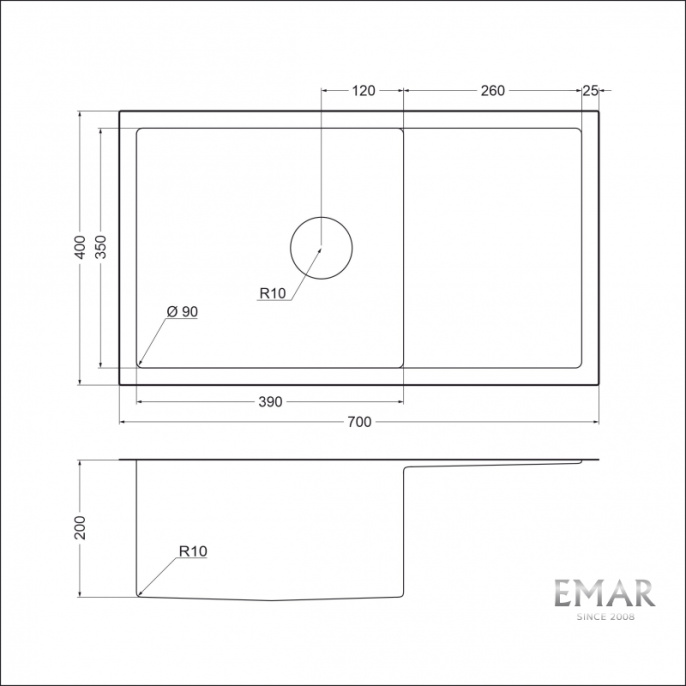 Мойка для кухни EMAR EMB-124 PVD Nano Golden