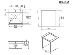 Мойка для кухни Granula KS-5051 сталь графитовый матовый