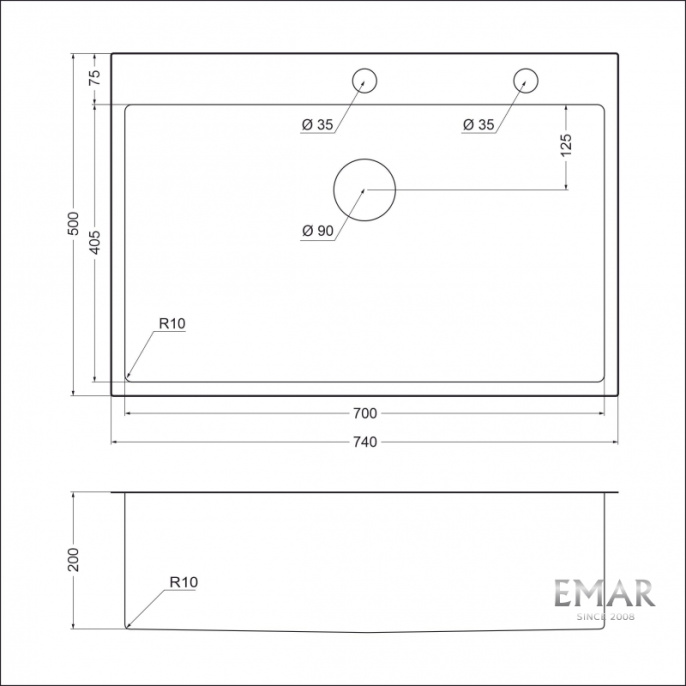 Мойка для кухни EMAR EMB-125A Nano Satin