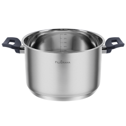 Кастрюля FILIGRANA STELLA FG50STL01CR из нержавеющей стали со стеклянной крышкой, 22 см, 4,7 л.