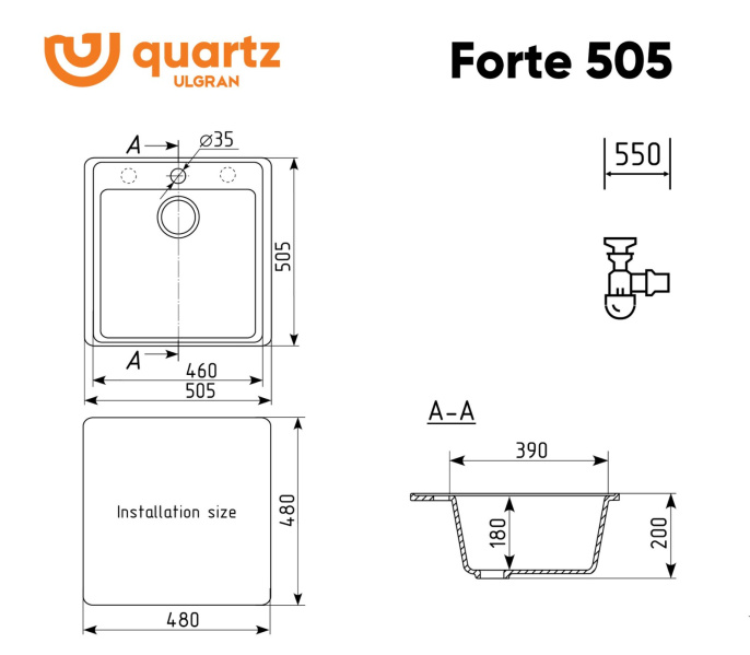 Мойка для кухни Ulgran Quartz Forte 505 десерт