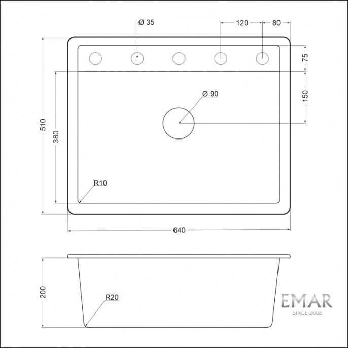 Мойка для кухни Еmar EMQ-1640.Q морион