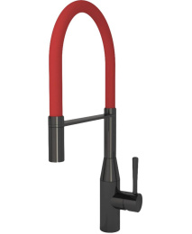 Смеситель для кухни Seaman Visconti SSL-7671-Gun Light светлая оружейная сталь, красный излив