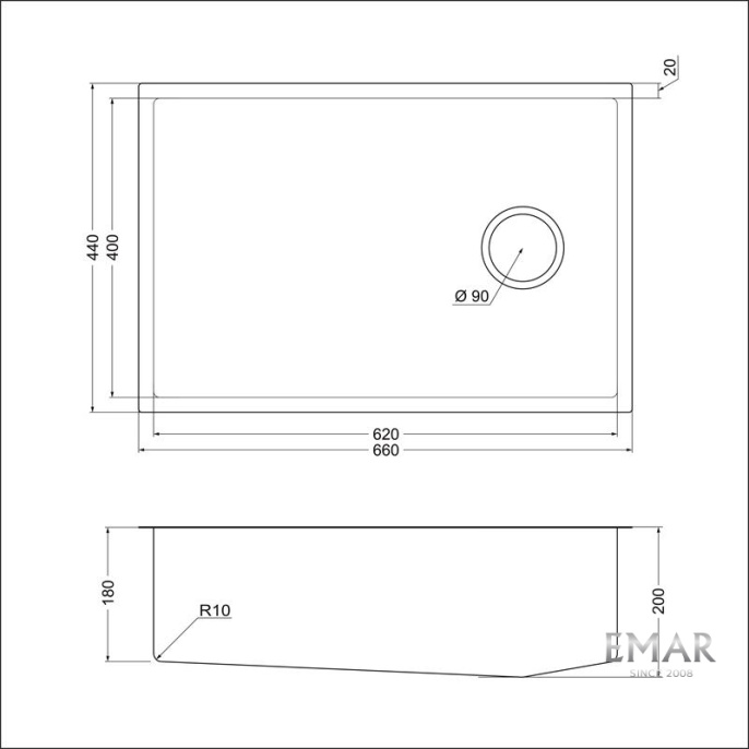 Мойка для кухни Emar EMB-660(UN) PVD Nano Satin