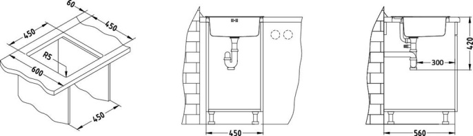 Мойка для кухни Alveus Basic 130 Nat, слив 60 мм