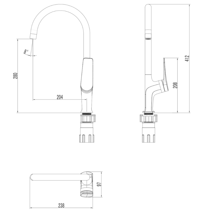 Смеситель для кухни Lemark Bronx LM3705BL черный
