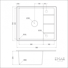 Мойка для кухни Emar EMQ-1580.Q алмаз