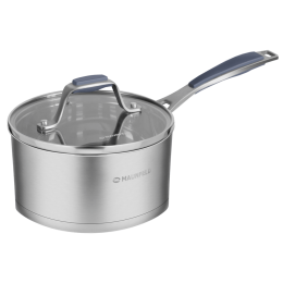 Ковш MAUNFELD MADISON MF18MS01SP из нержавеющей стали со стеклянной крышкой, 16 см, 1,8 л.