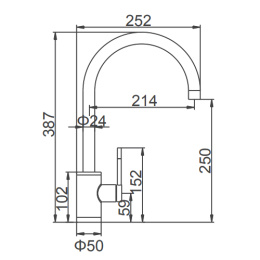 Смеситель для кухни Ledeme L74013 нержавеющая сталь