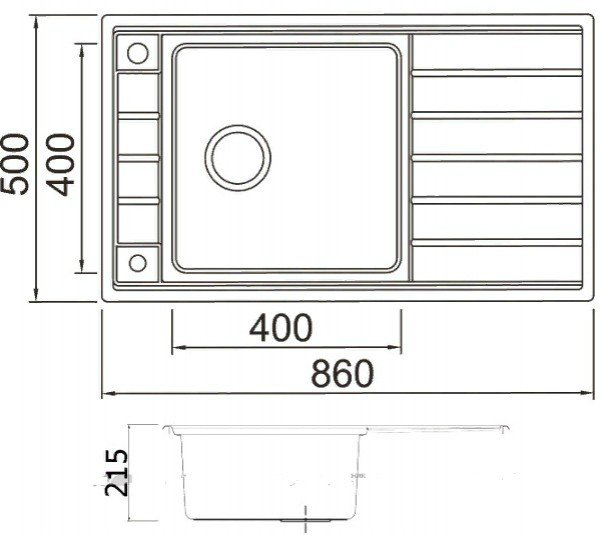 Мойка для кухни Seaman Eco Roma SMR-8650A, без отверстий