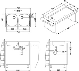 Мойка для кухни Alveus Basic 160 (Leinen), слив 60 мм
