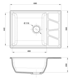 Мойка для кухни GranFest VERTEX 680L кашемир