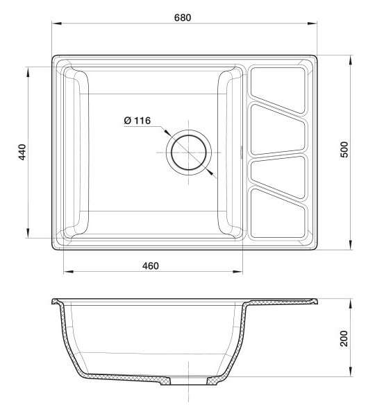 Мойка для кухни GranFest VERTEX 680L терракот
