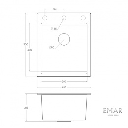 Мойка для кухни Еmar EMQ-1420.Q агат