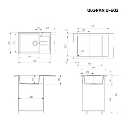 Мойка для кухни Ulgran U-602 антрацит
