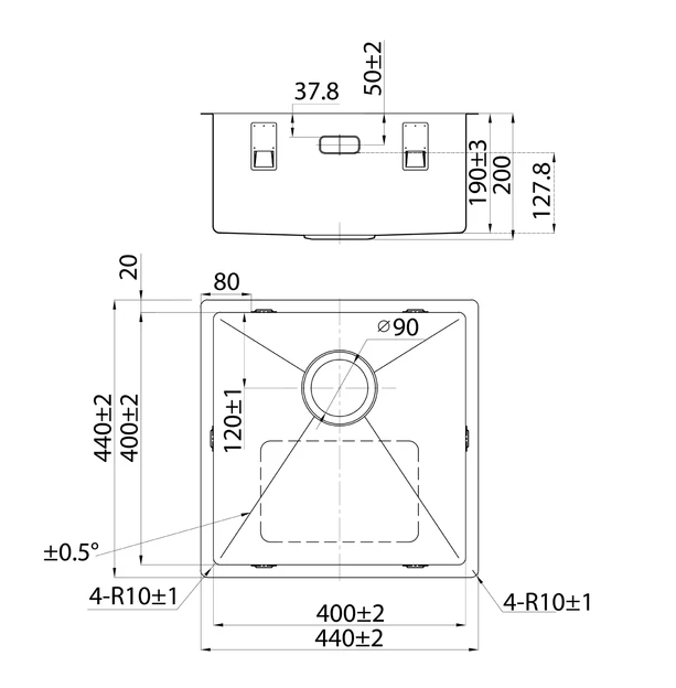 Мойка для кухни Iddis Edifice графит 440x440 (EDI44G0i77)