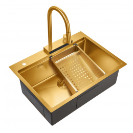 Комплект мойка и смеситель для кухни Milacio Denia 68 Steel (MC.77418) золото