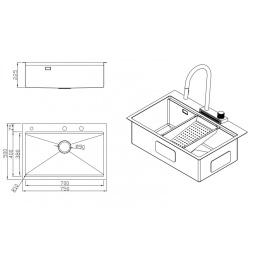 Комплект мойка и смеситель для кухни Milacio Denia 75 Steel (MC.77420) сталь нержавеющая