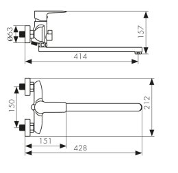 Смеситель для ванны Kaiser Sena 74155 хром