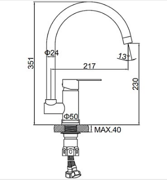 Смеситель для кухни Ledeme H703 L74003 нерж.сталь