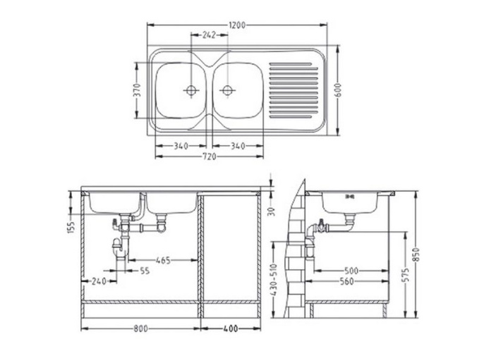 Мойка для кухни Alveus Classic 100L LEI-60 1200X600 левая